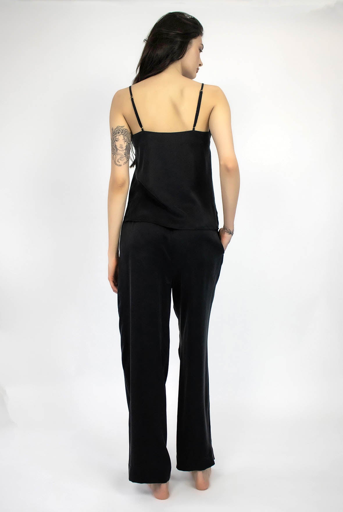 Black Silk Dreamscape Pyjama Pants