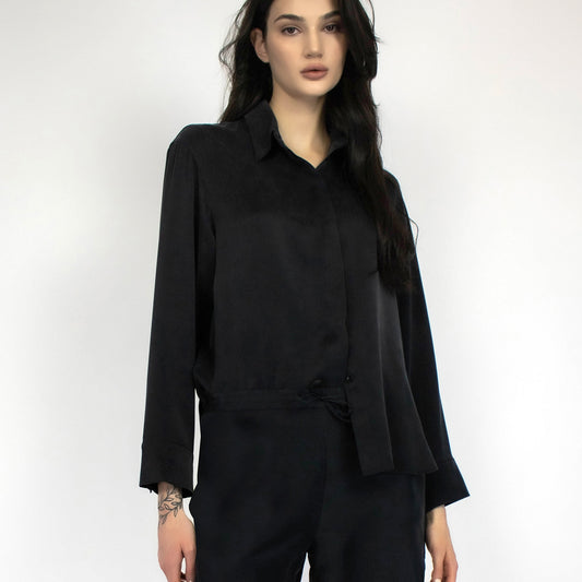 Black silk pyjama shirt. Luxury Silk Pyjamas for Women mix & match collection  