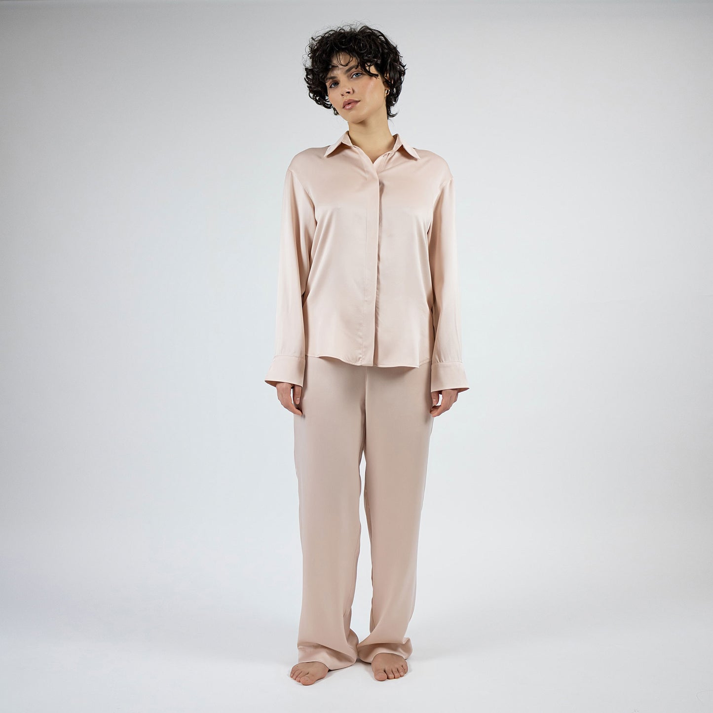 Pyjama shirt in Transcendent Pink made from 100% Mulberry Silk