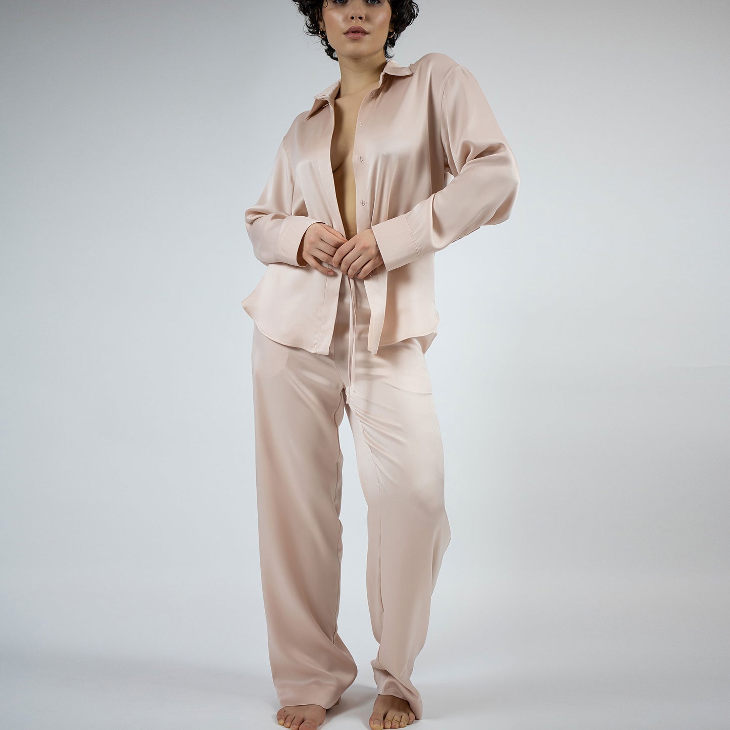 Pyjama shirt in Transcendent Pink made from 100% SILK