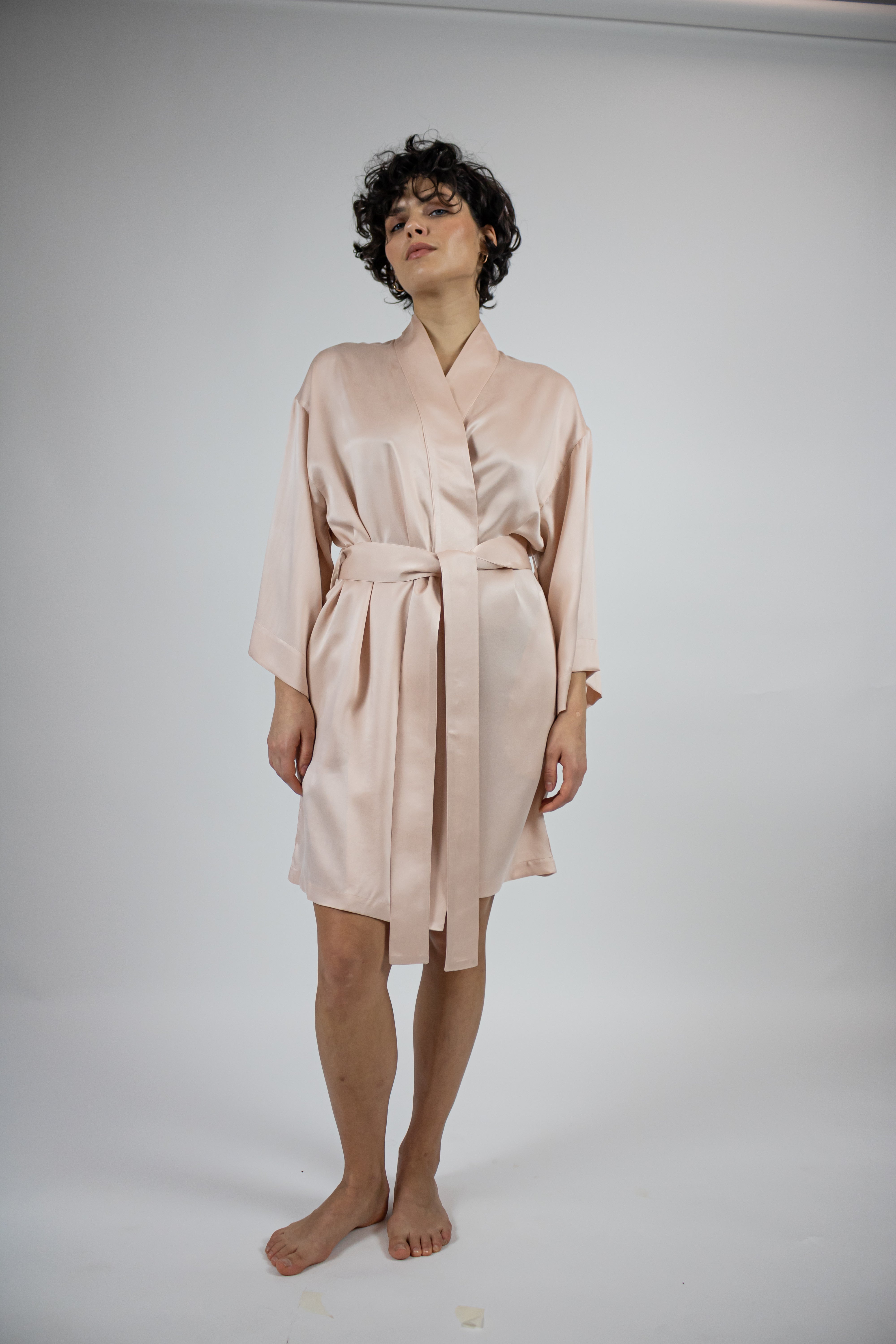 Silk Dreamscape Short Kimono Robe