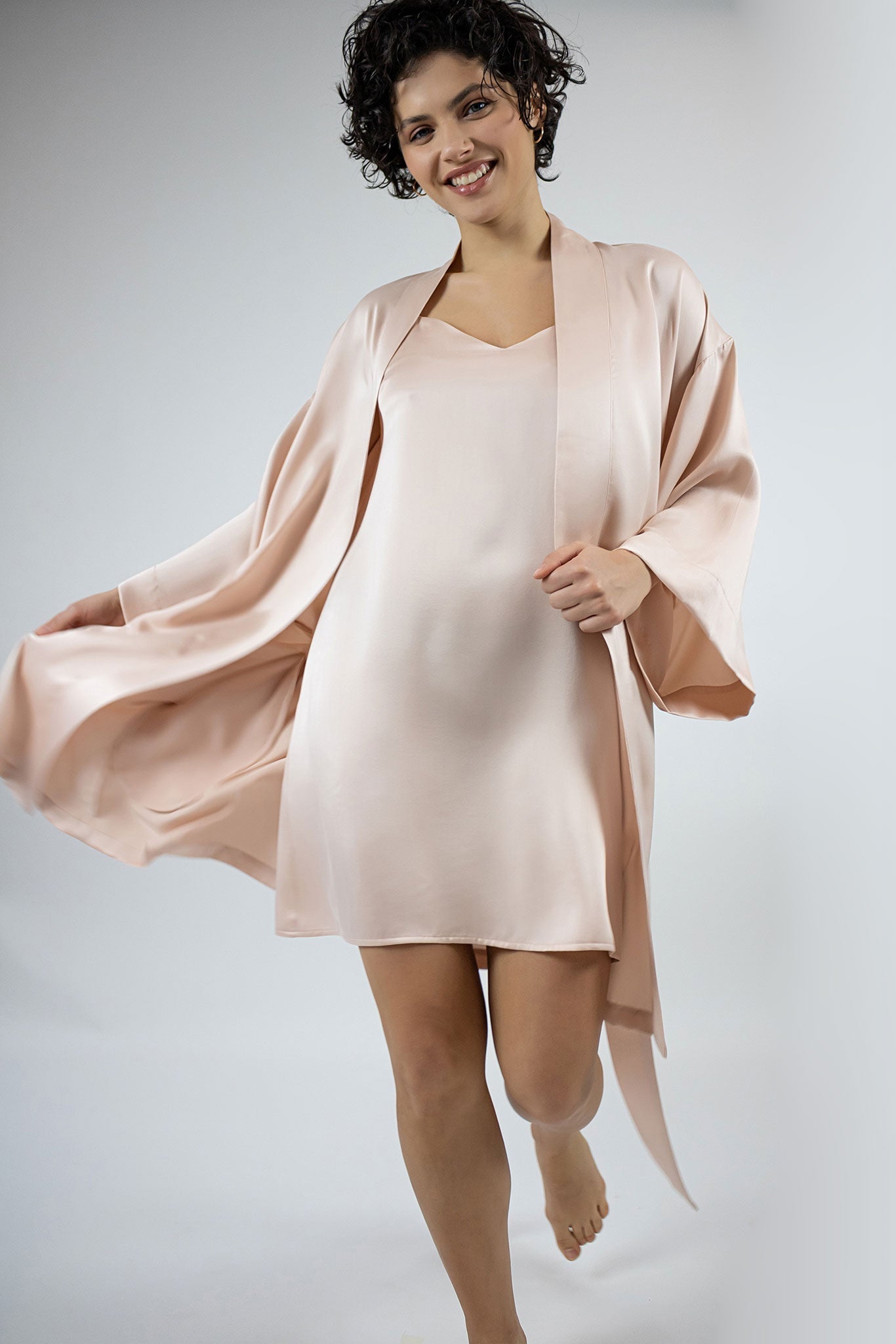 Silk Night Gown and slip dress by Nokaya in Pink