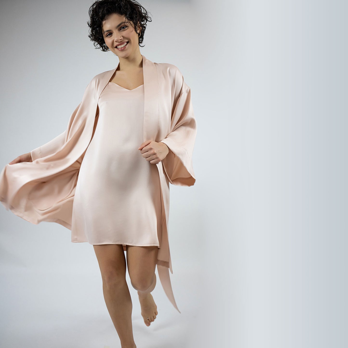 Silk Night Gown and slip dress by Nokaya in Pink