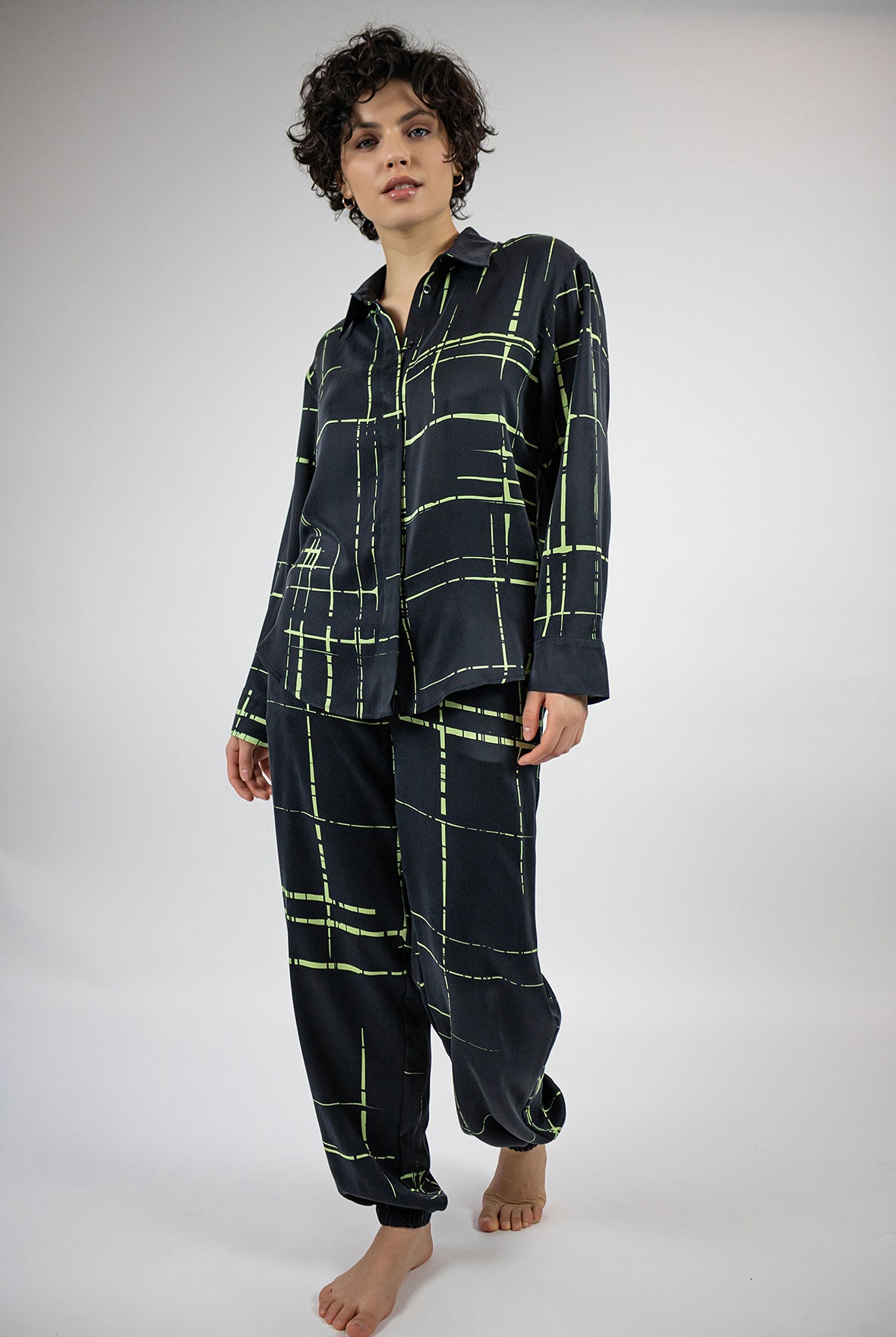 Silk Dreamscape Pants Black Check