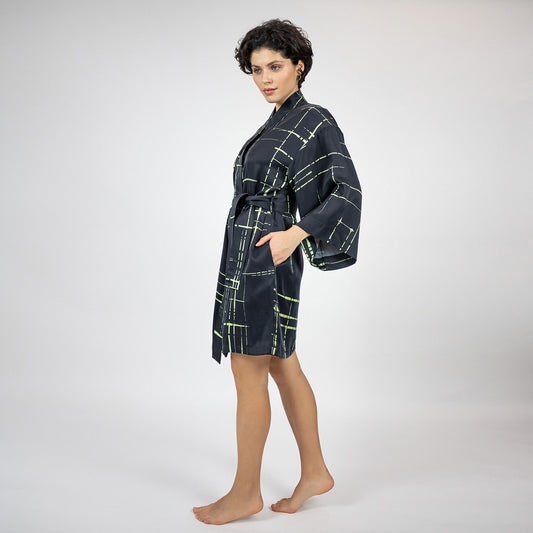 Short Kimono Robe crafted from 100% SILK