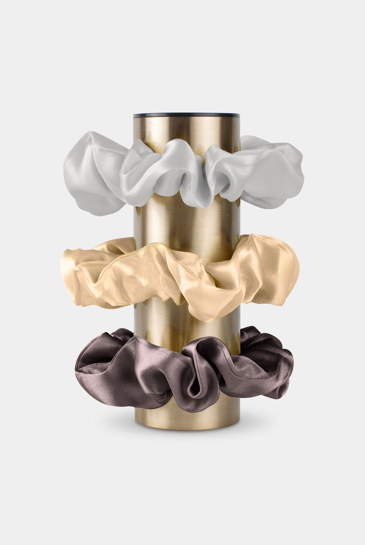 Large Silk Scrunchie Ivory / Caramel / Fututre Brown