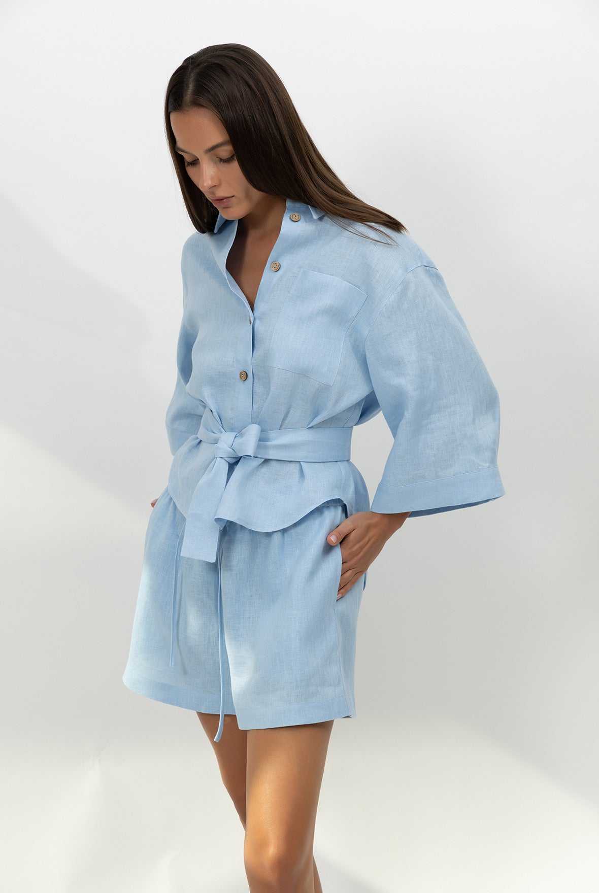 Blue Heavy Linen Shirt Perfect Days