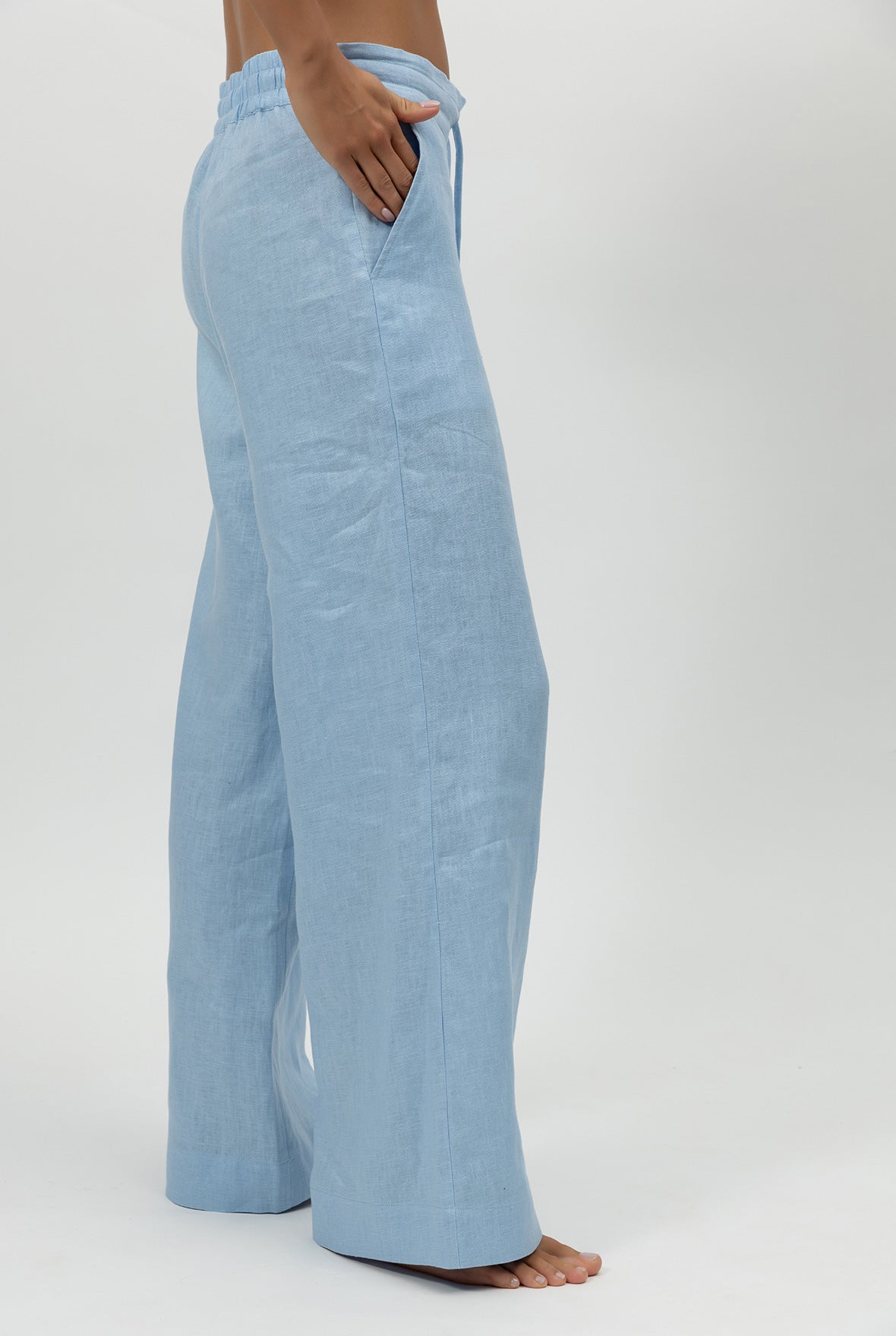 Blue Heavy Linen Wide-leg Pants Perfect Days