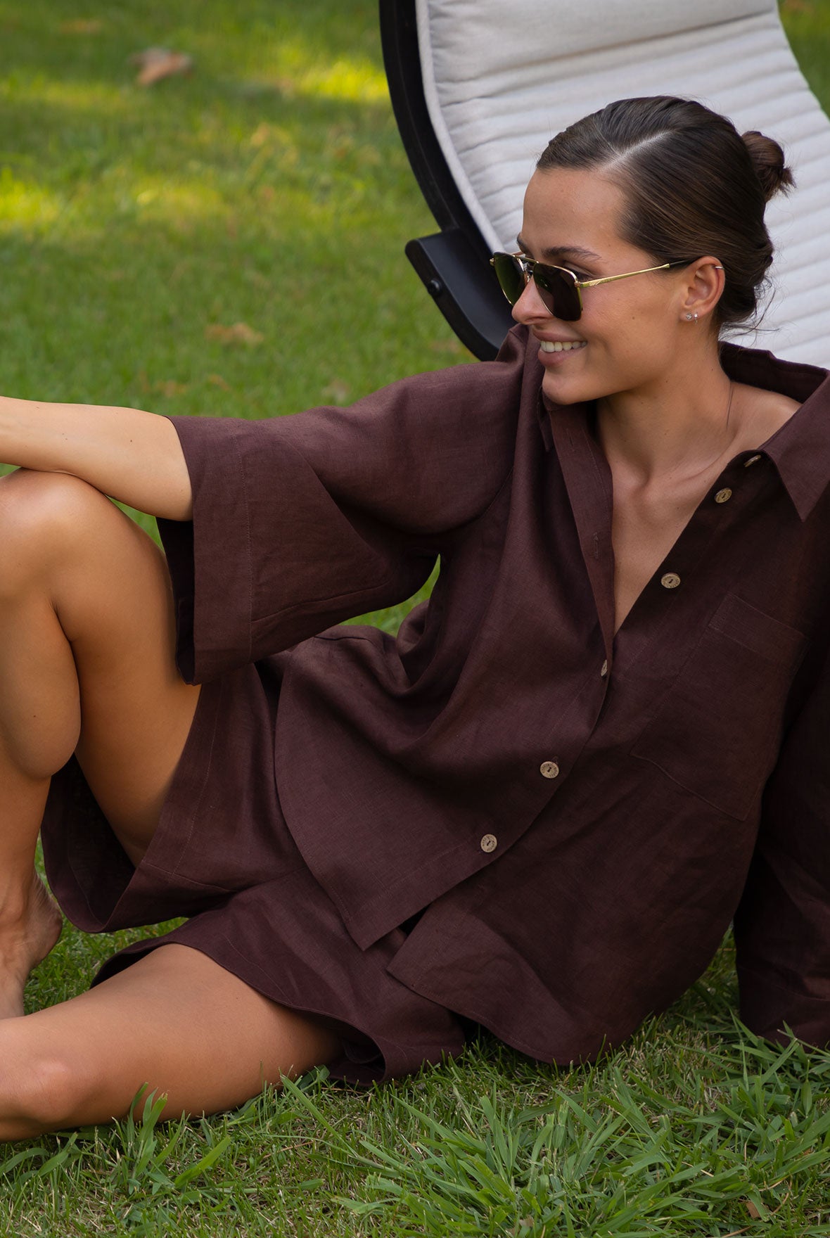 Brown Heavy Linen Shorts Perfect Days
