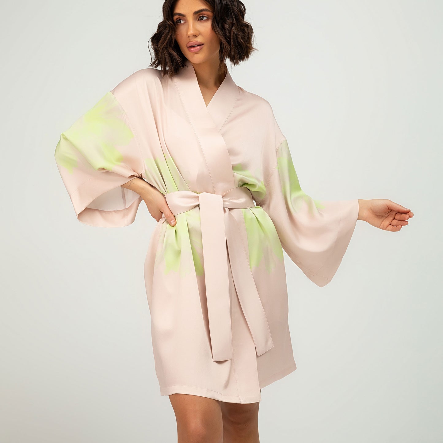 Pink luxury silk dressing gowns in pink colour