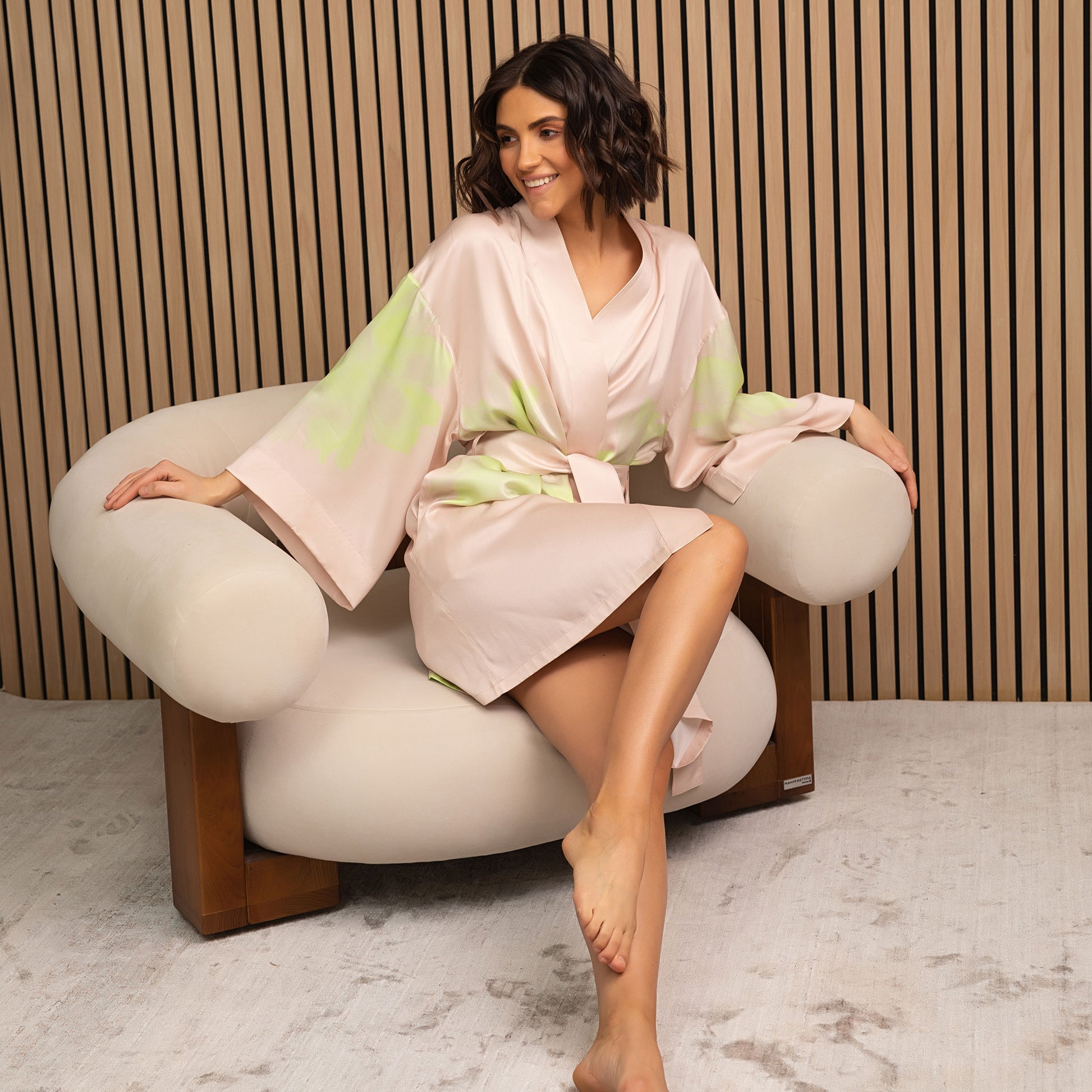 Effortlessly relaxed fit of women's kimono robe, crated from the  highest quality mulberry silk