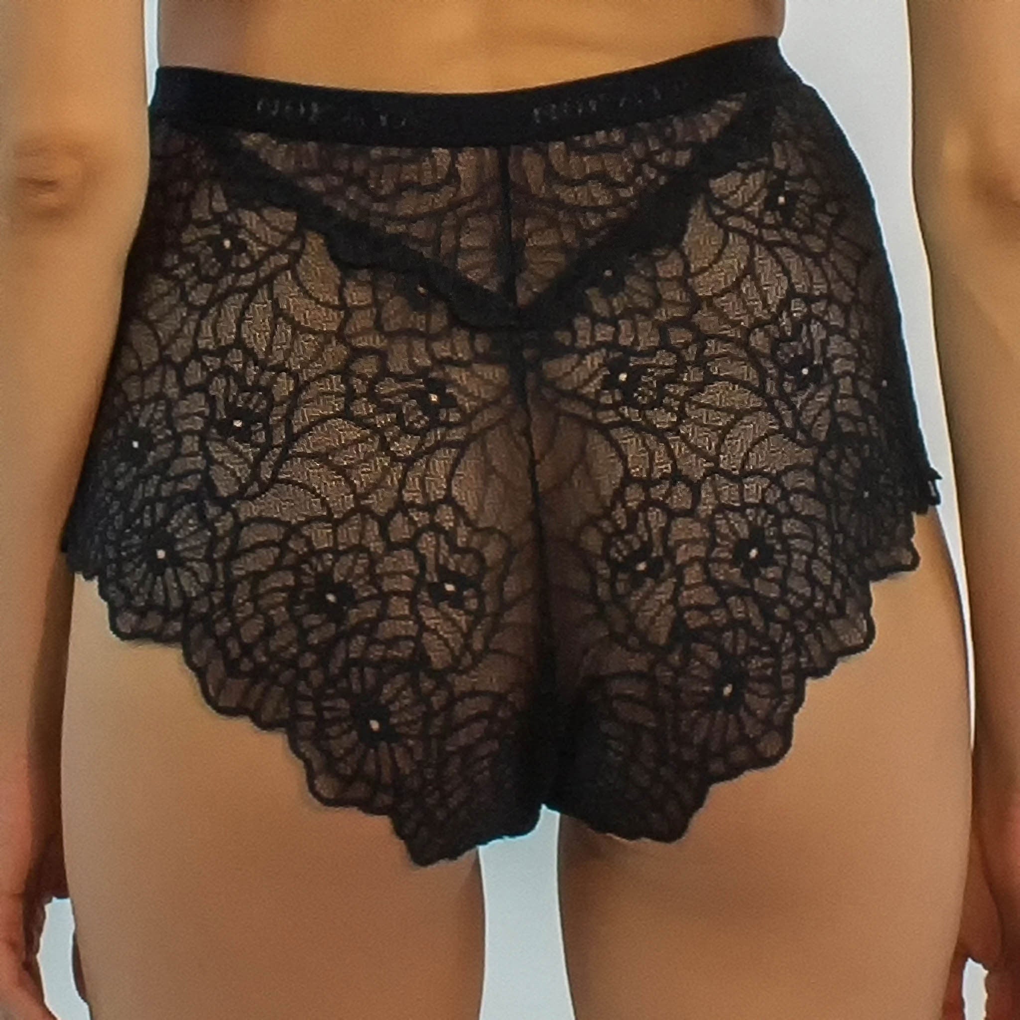 Nokaya Born in Ukraine Black Lace High Waist Briefs Back.