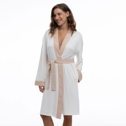 Bamboo Kimono Robe in Unbleached Cotton