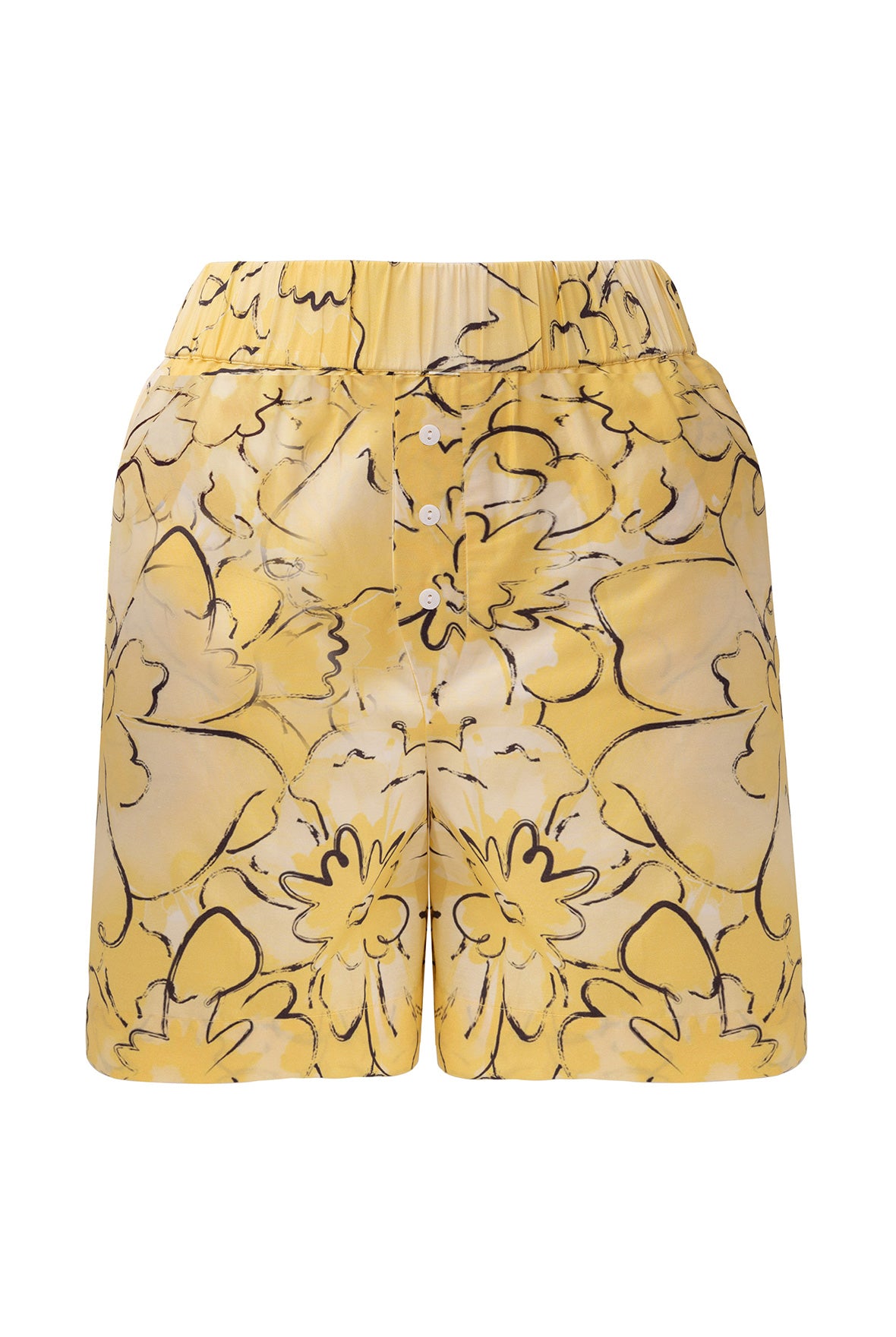 Silk Cotton Shorts Yellow Flowers