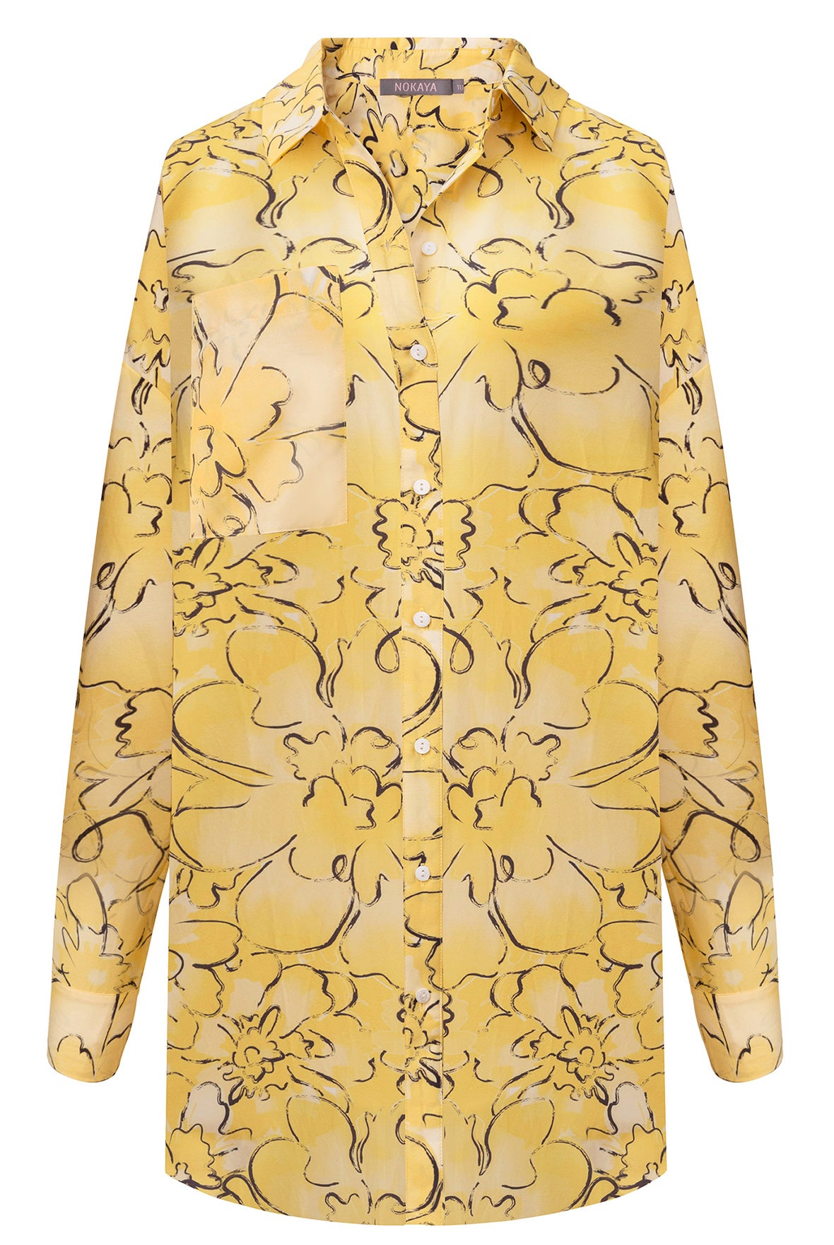 Silk Cotton Shirt Yellow Flowers