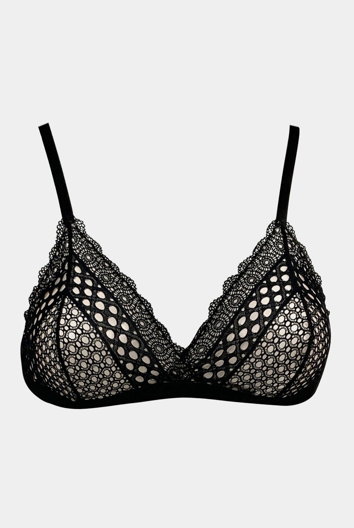 Sci-Fi Lace Triangle Bralette Black