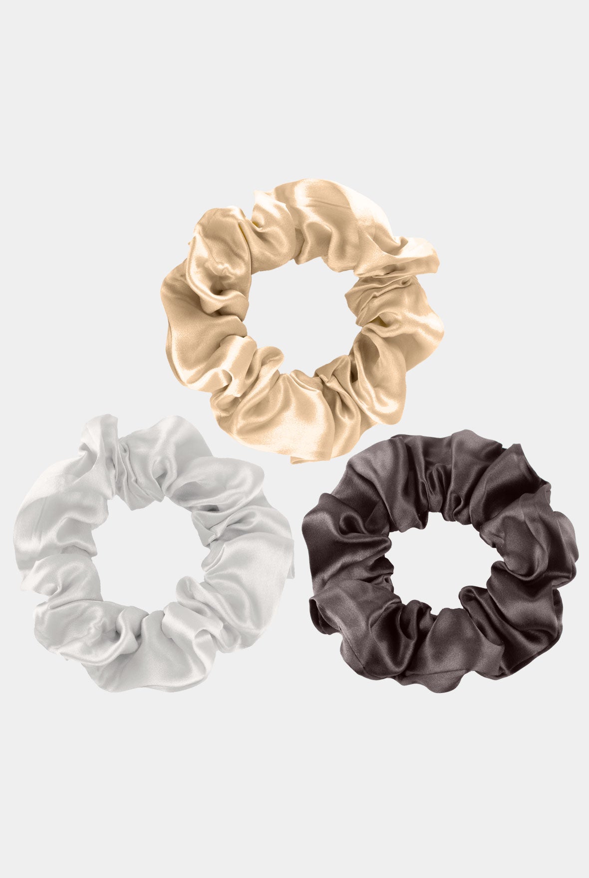 Large Silk Scrunchie Ivory / Caramel / Fututre Brown