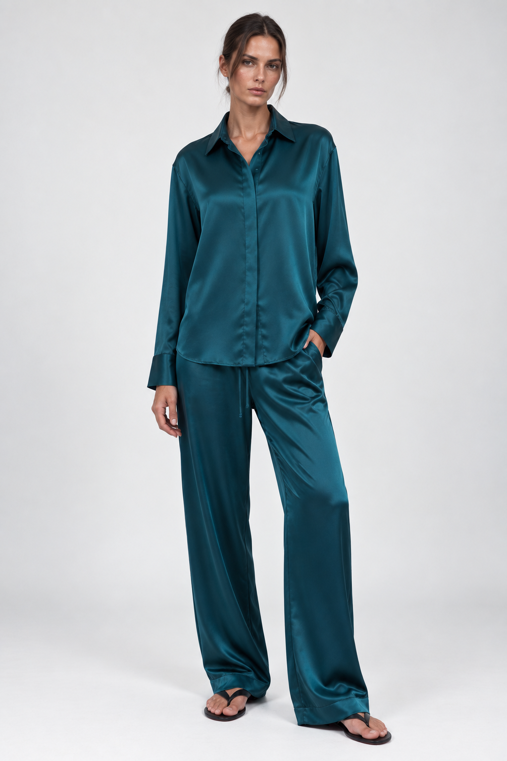 SILK PYJAMAS THE LADY TEAL ECLIPSE