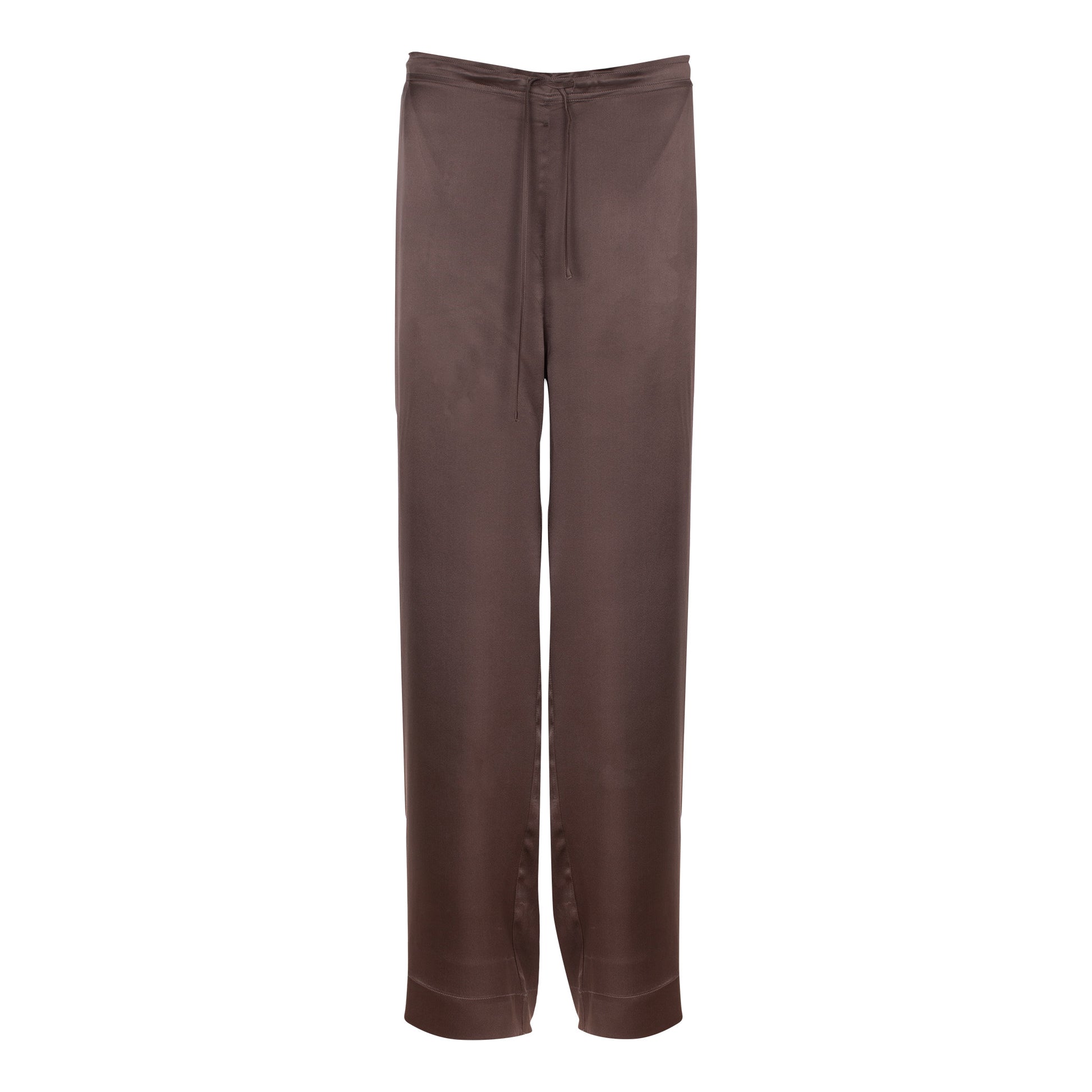 Silk Pants The Lady by Nokaya, product shot showcasing the premium silk fabric and timeless design in Future Brown.