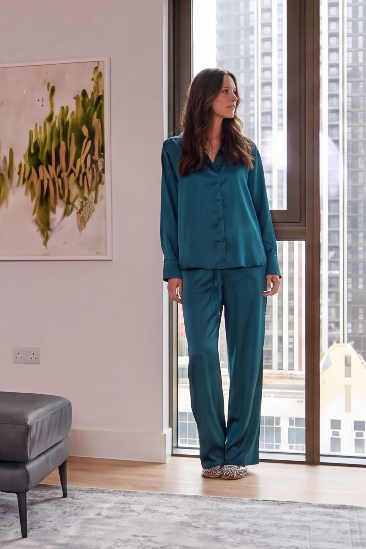 SILK PYJAMAS THE LADY TEAL ECLIPSE