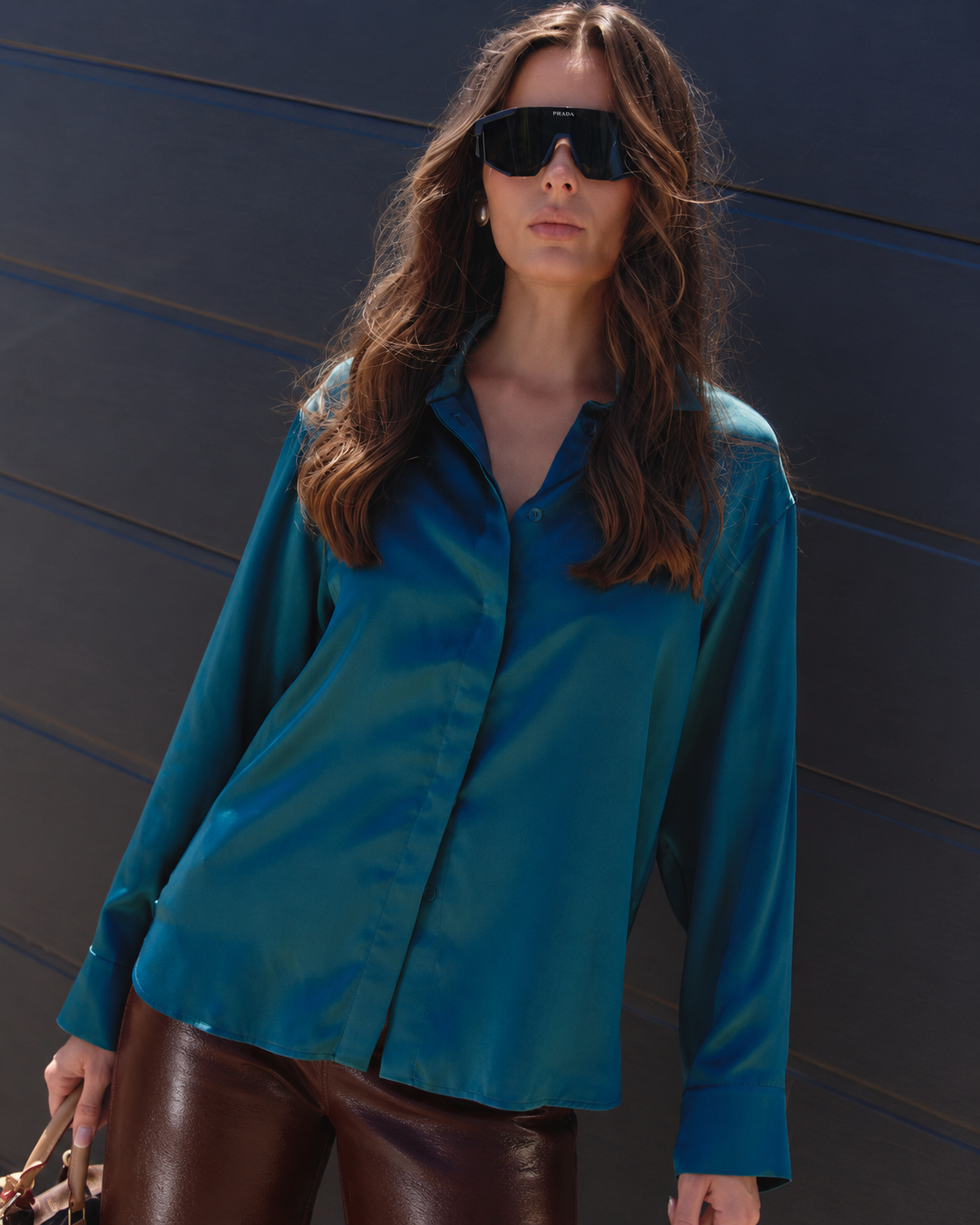 The Lady Silk Shirt Teal Eclipse