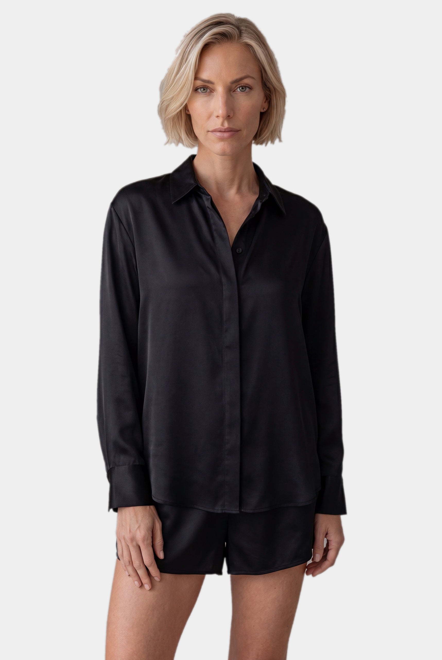 The Lady Silk Shirt Crystal Black