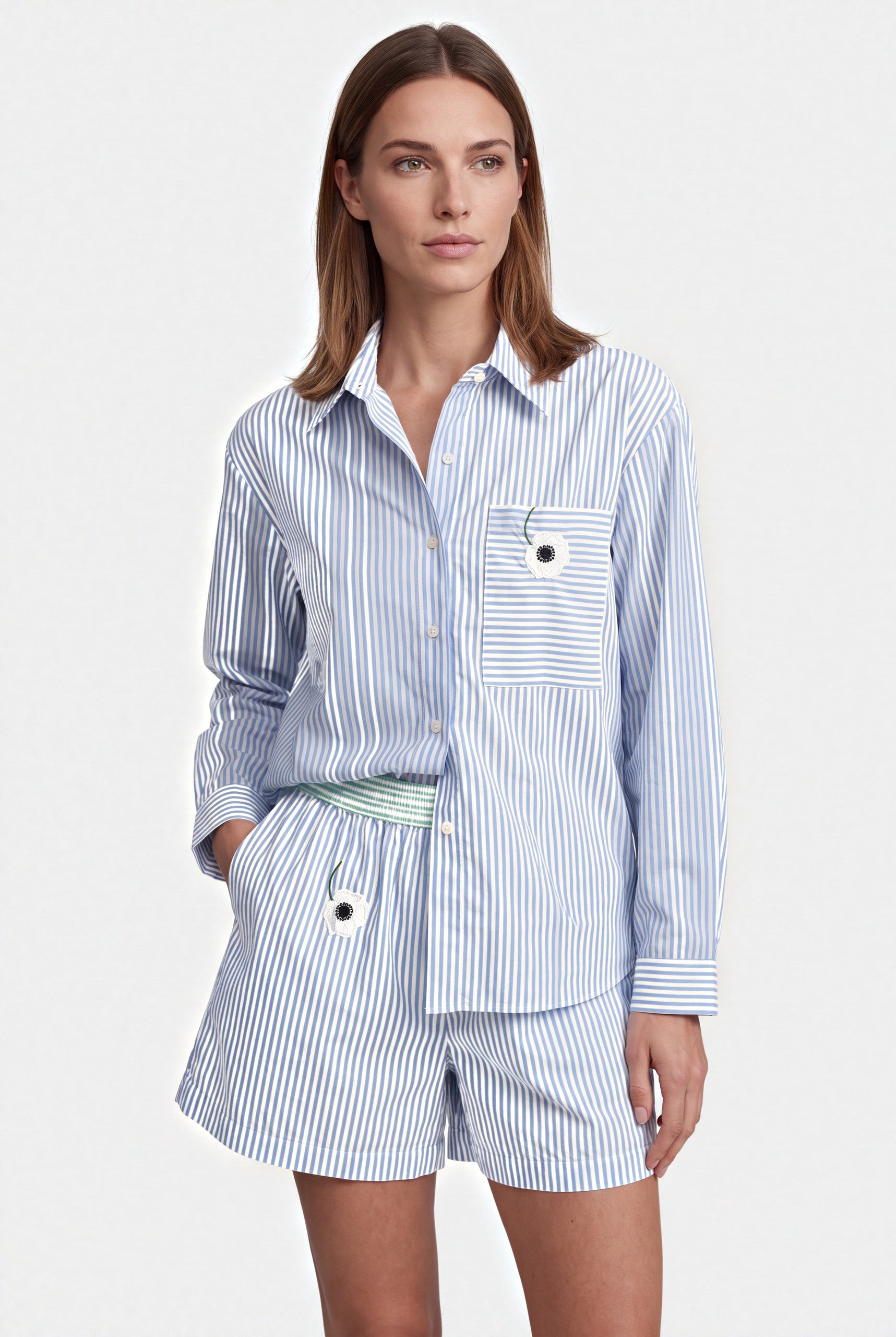 Striped Cotton Silk Shorts At Ease