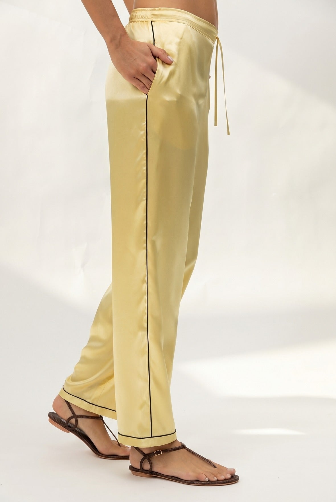 The Lady Silk Trousers Panna Cotta