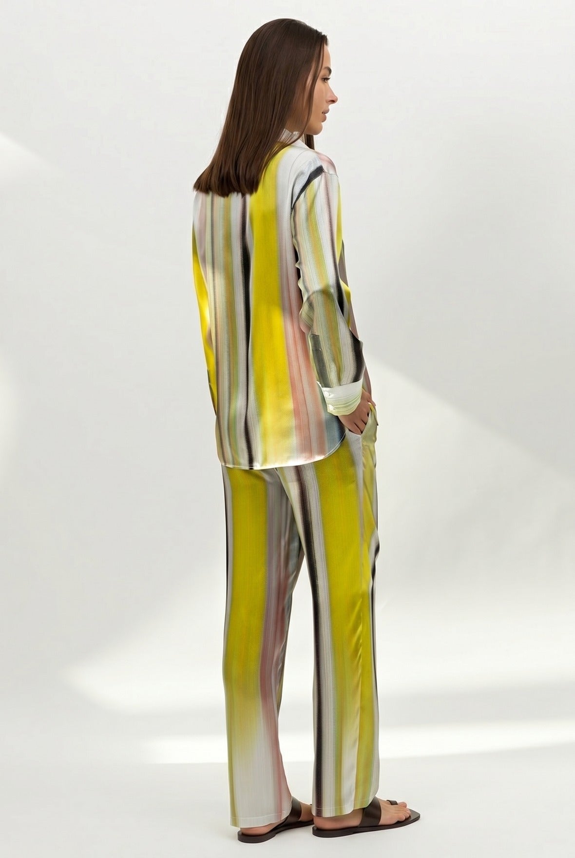 Silk shirt, Art Stripes, multicolour stripe, NOKAYA