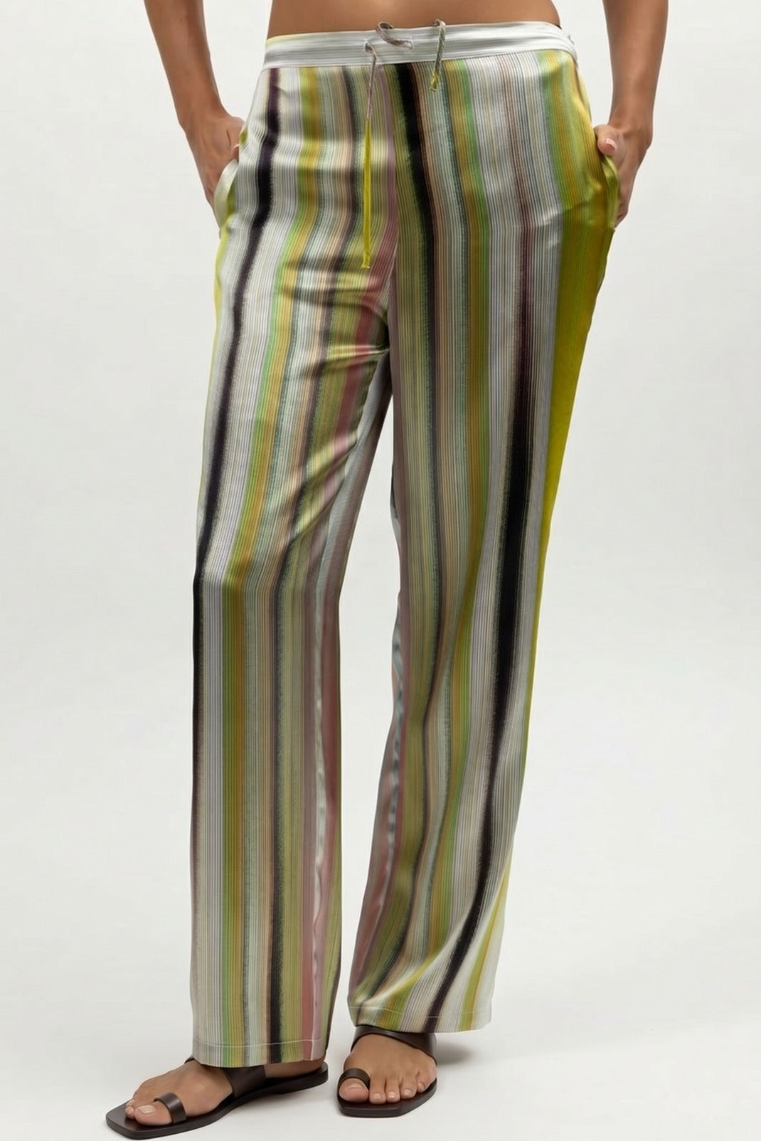 Silk trousers, Art Stripes, multicolour stripe, NOKAYA