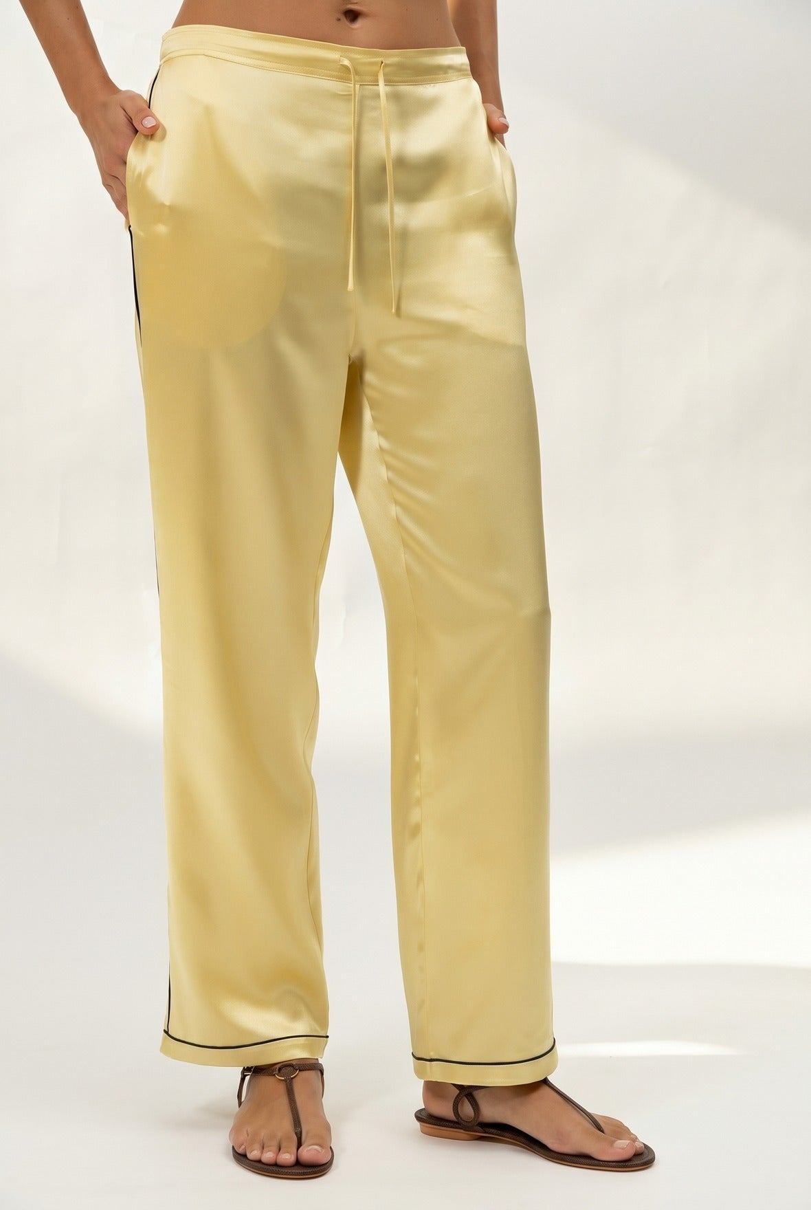 The Lady Silk Trousers Panna Cotta