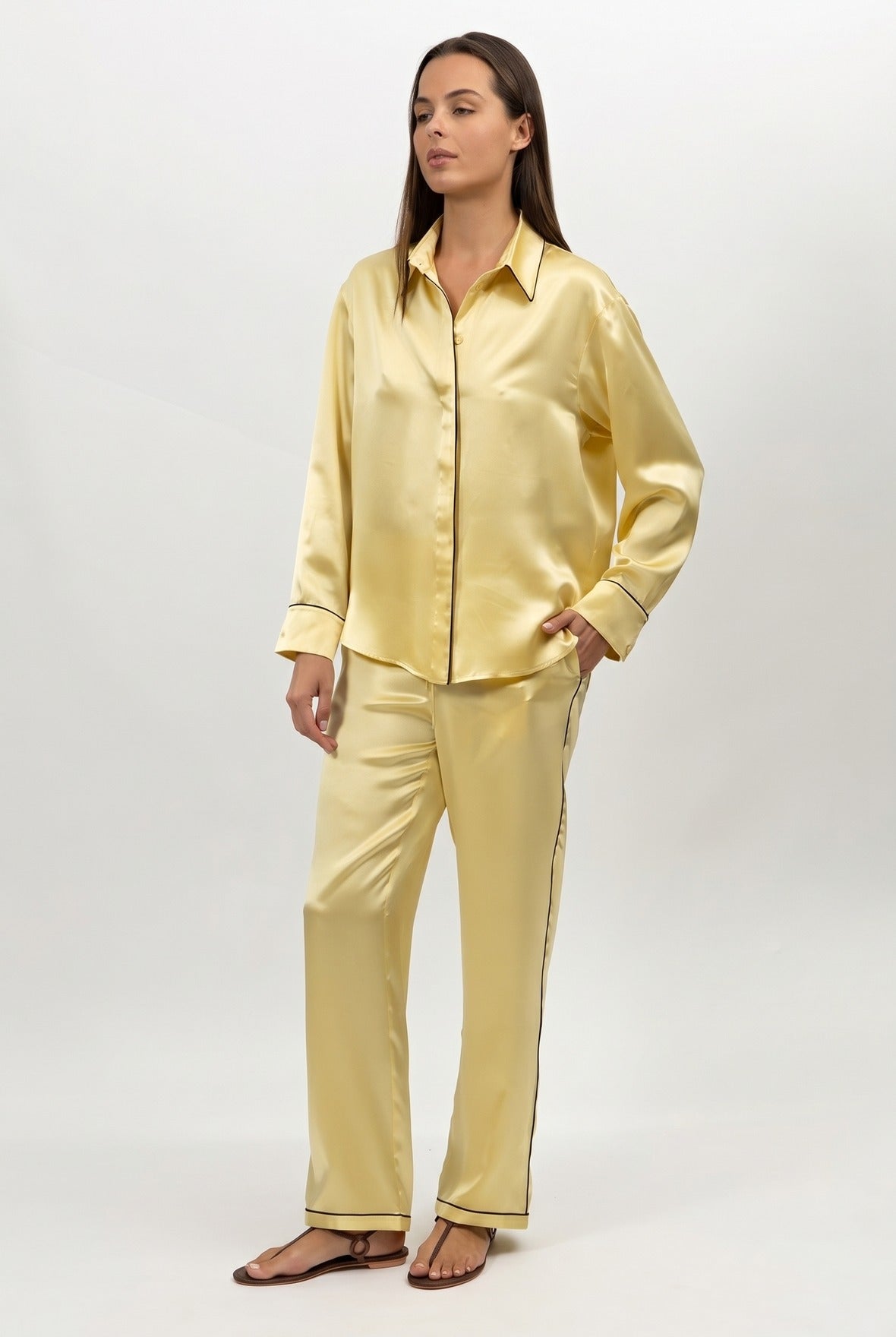 The Lady Silk Trousers Panna Cotta