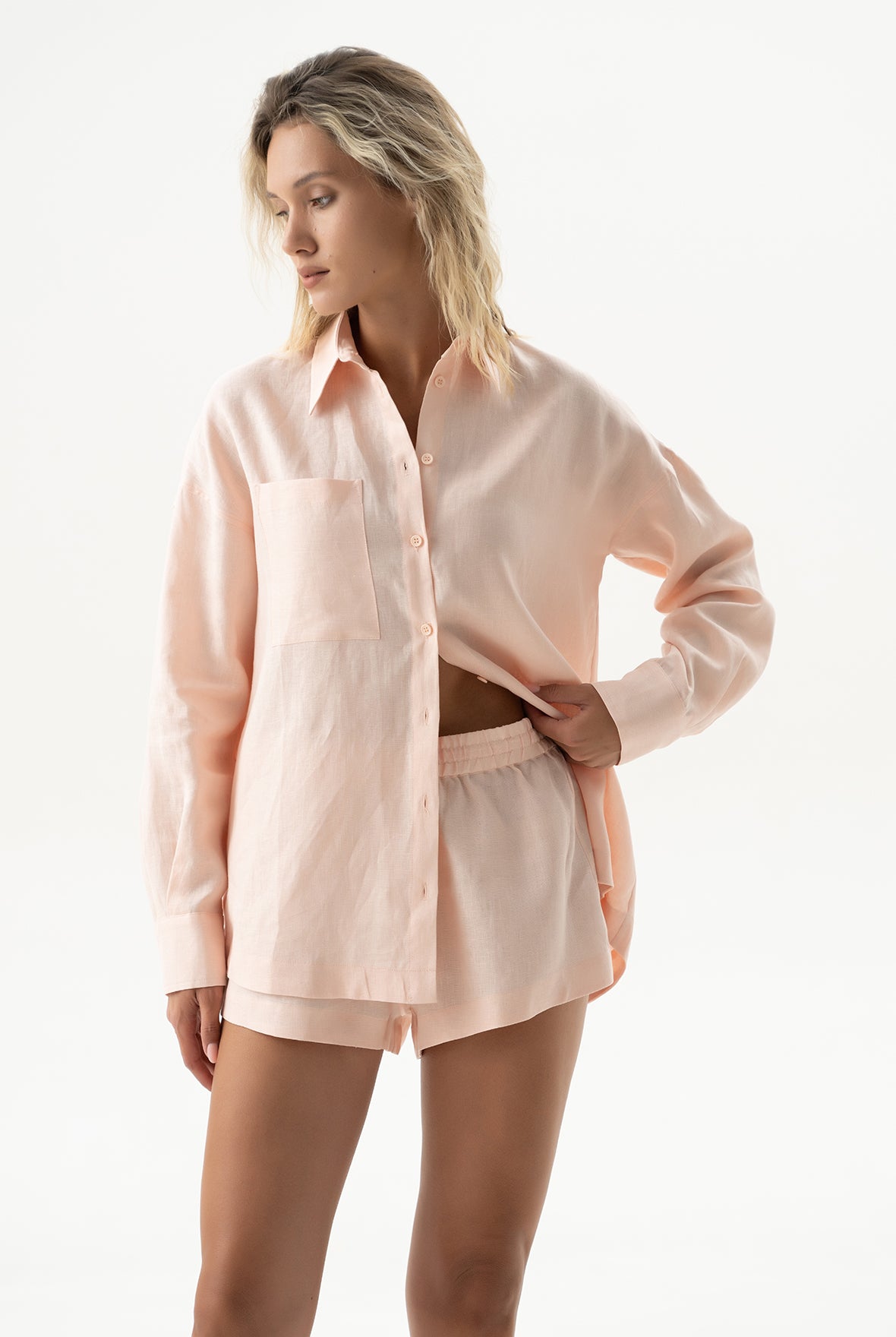 Linen Spirit Shorts Peach Powder