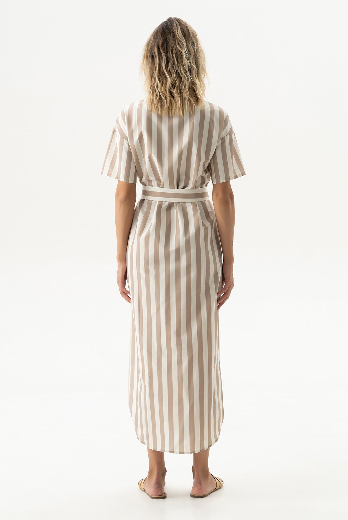Silk Cotton Long Shirt Dress Oat Milk
