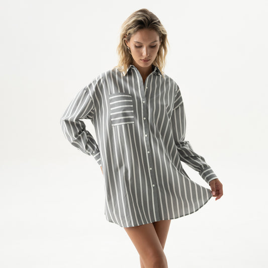 Silk Cotton Shirt Quiet Gray