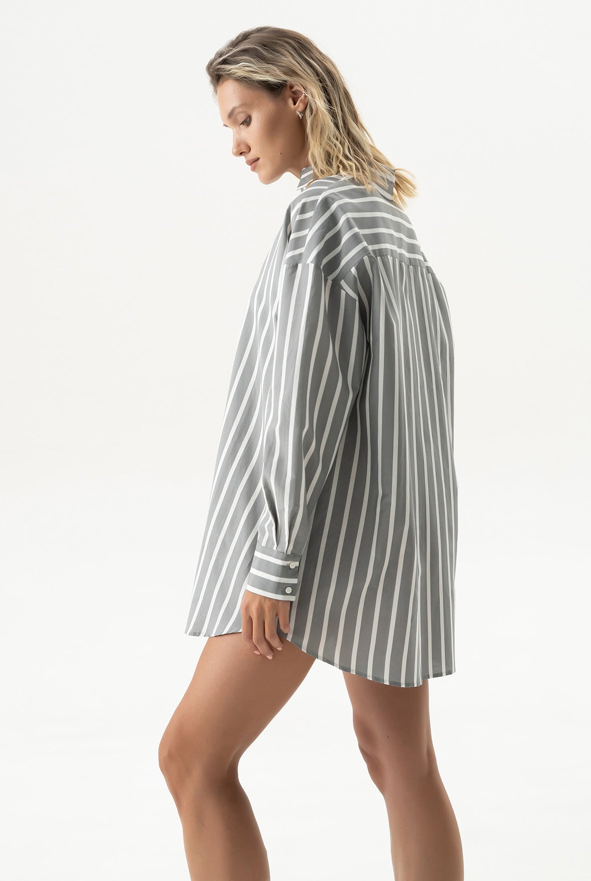 Silk Cotton Shirt Quiet Gray