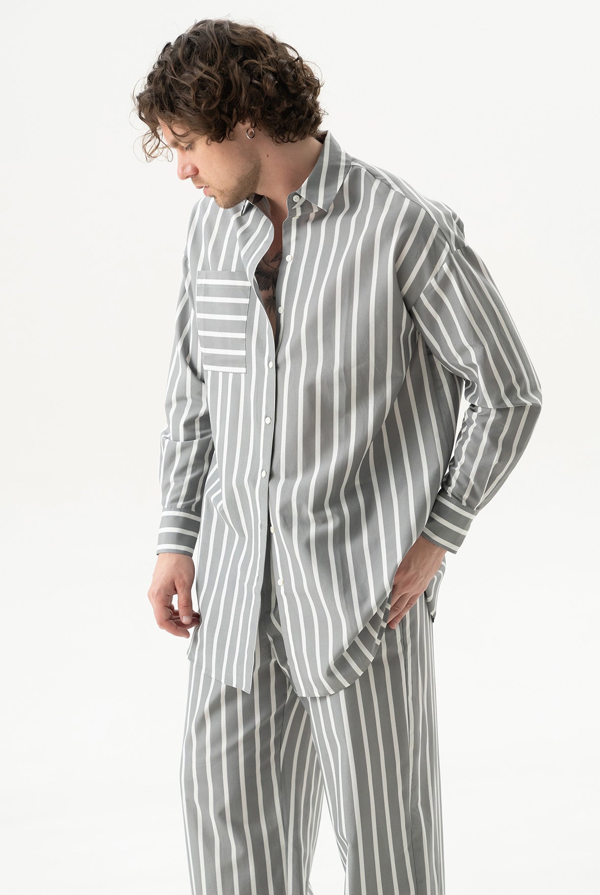 Silk Cotton Shirt Quiet Gray