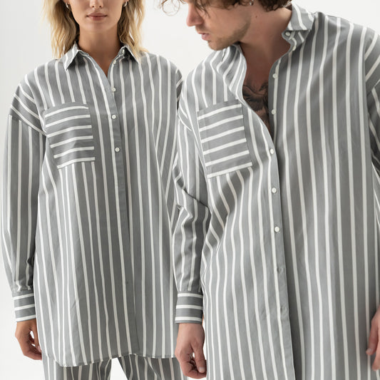 Silk Cotton Shirt Quiet Gray