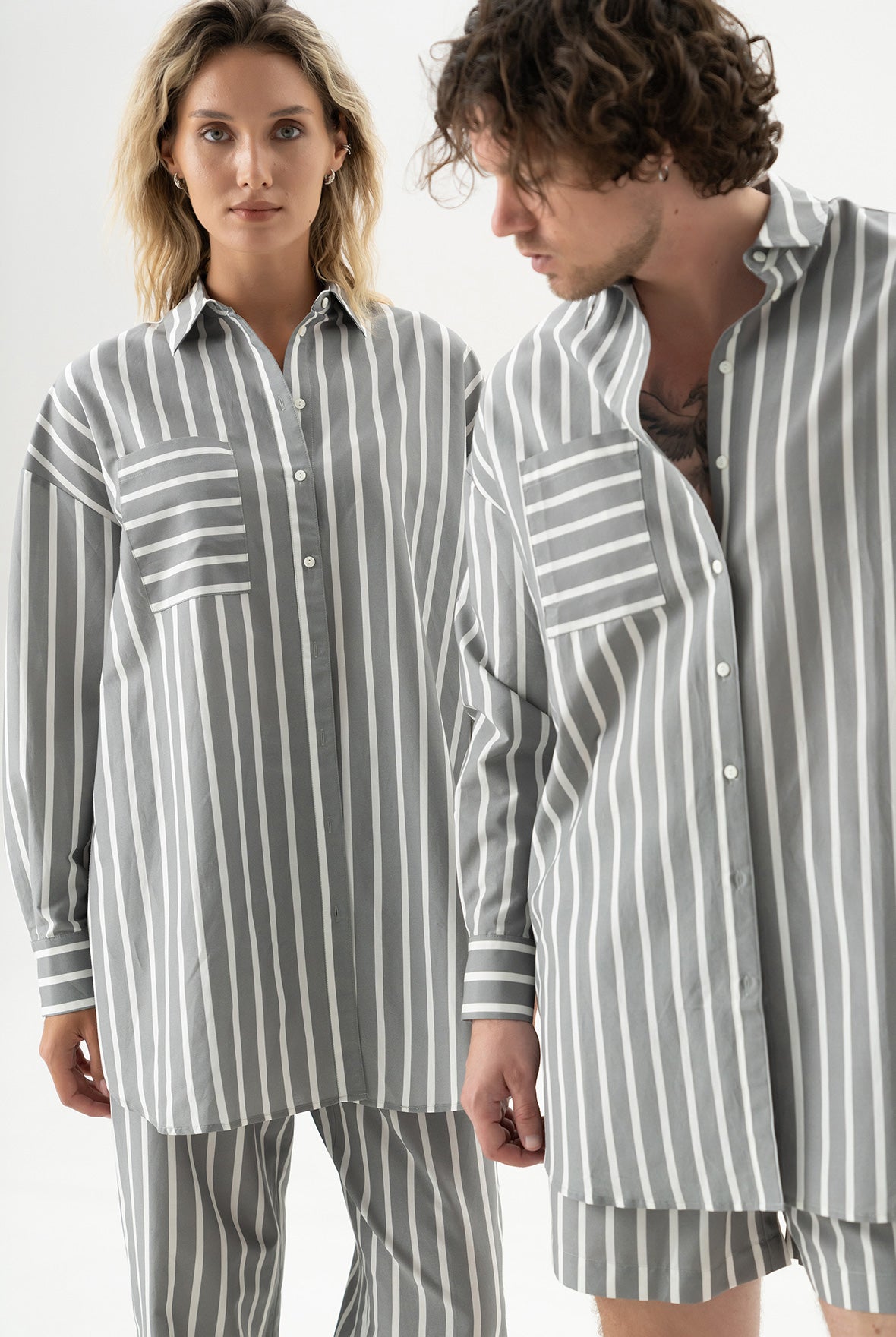 Silk Cotton Shirt Quiet Gray