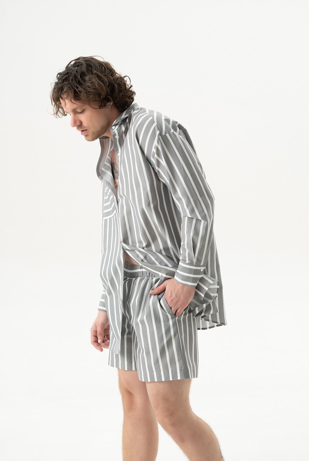 Silk Cotton Shorts Quiet Gray