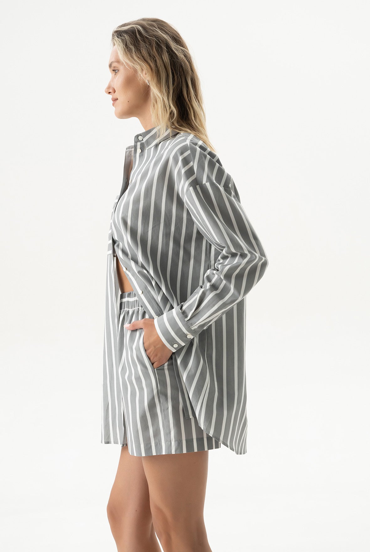 Silk Cotton Shorts Quiet Gray