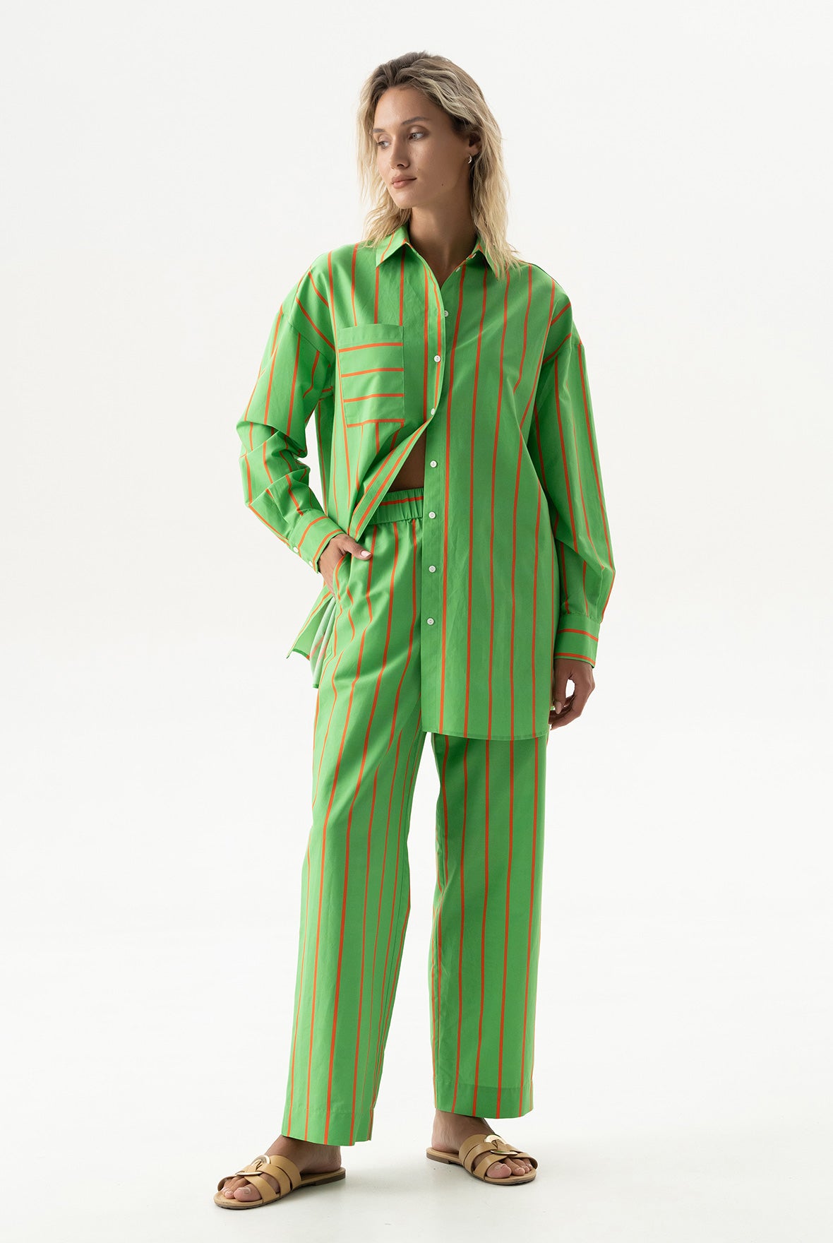 Silk Cotton Pants Retro Green