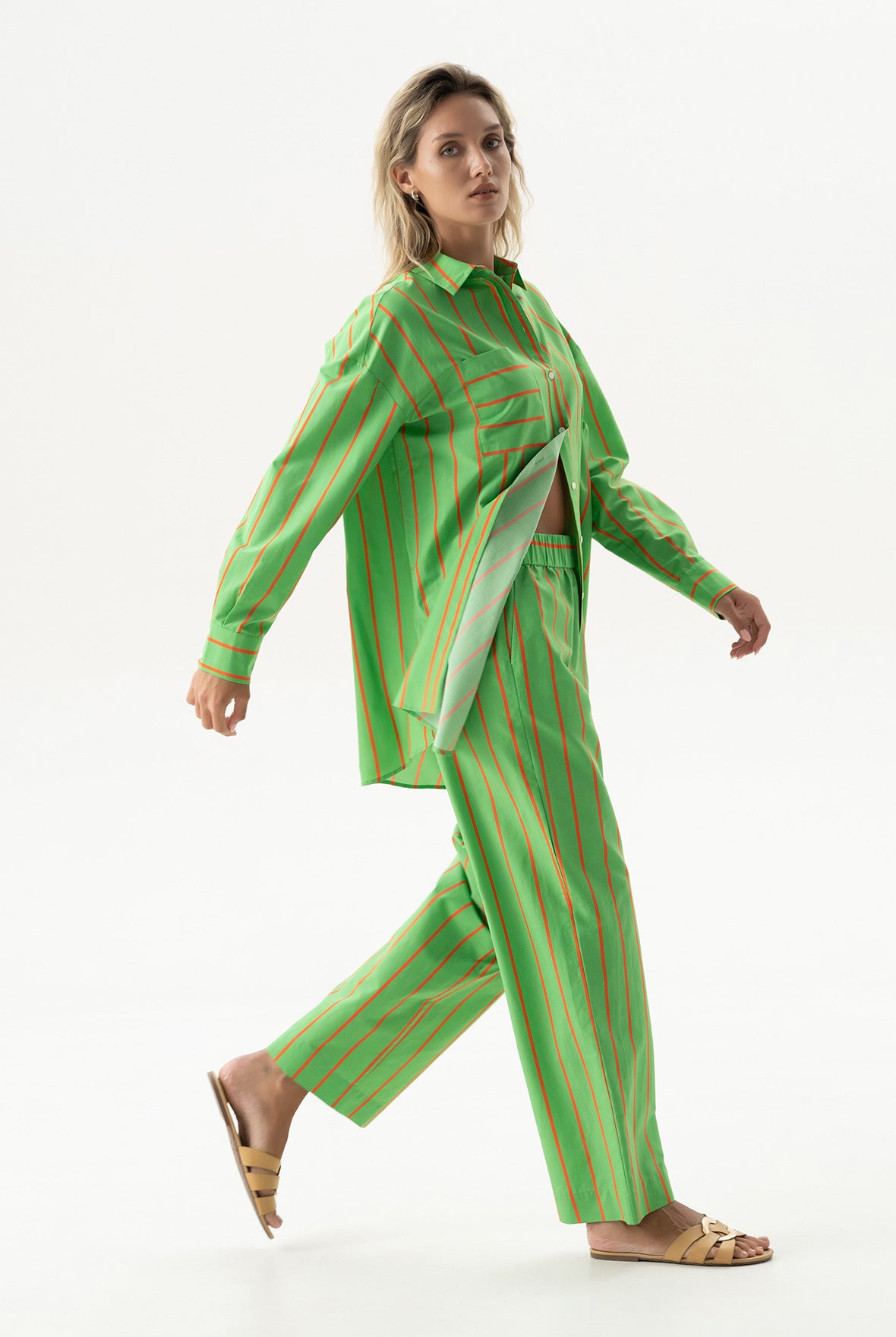 Silk Cotton Pants Retro Green