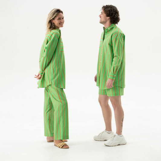 Silk Cotton Pants Retro Green