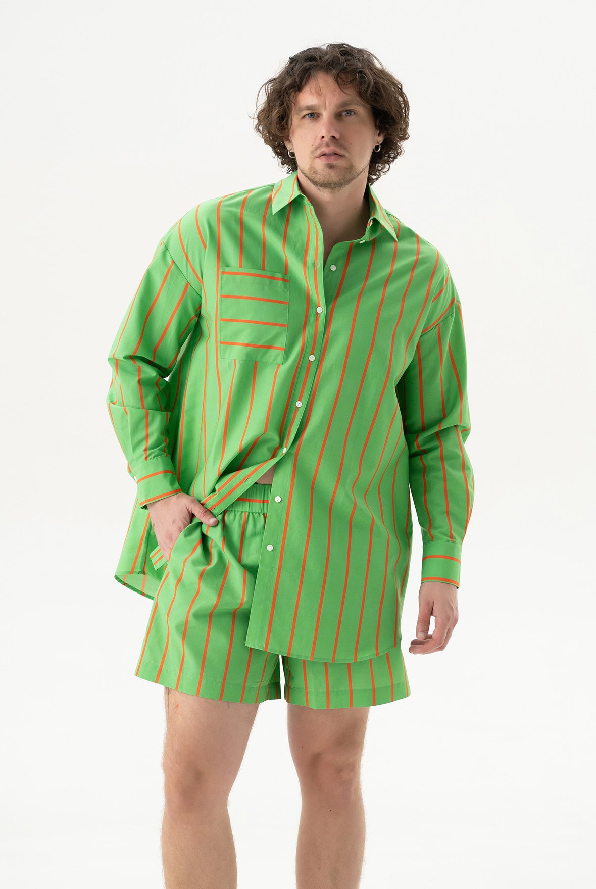 Silk Cotton Shirt Retro Green