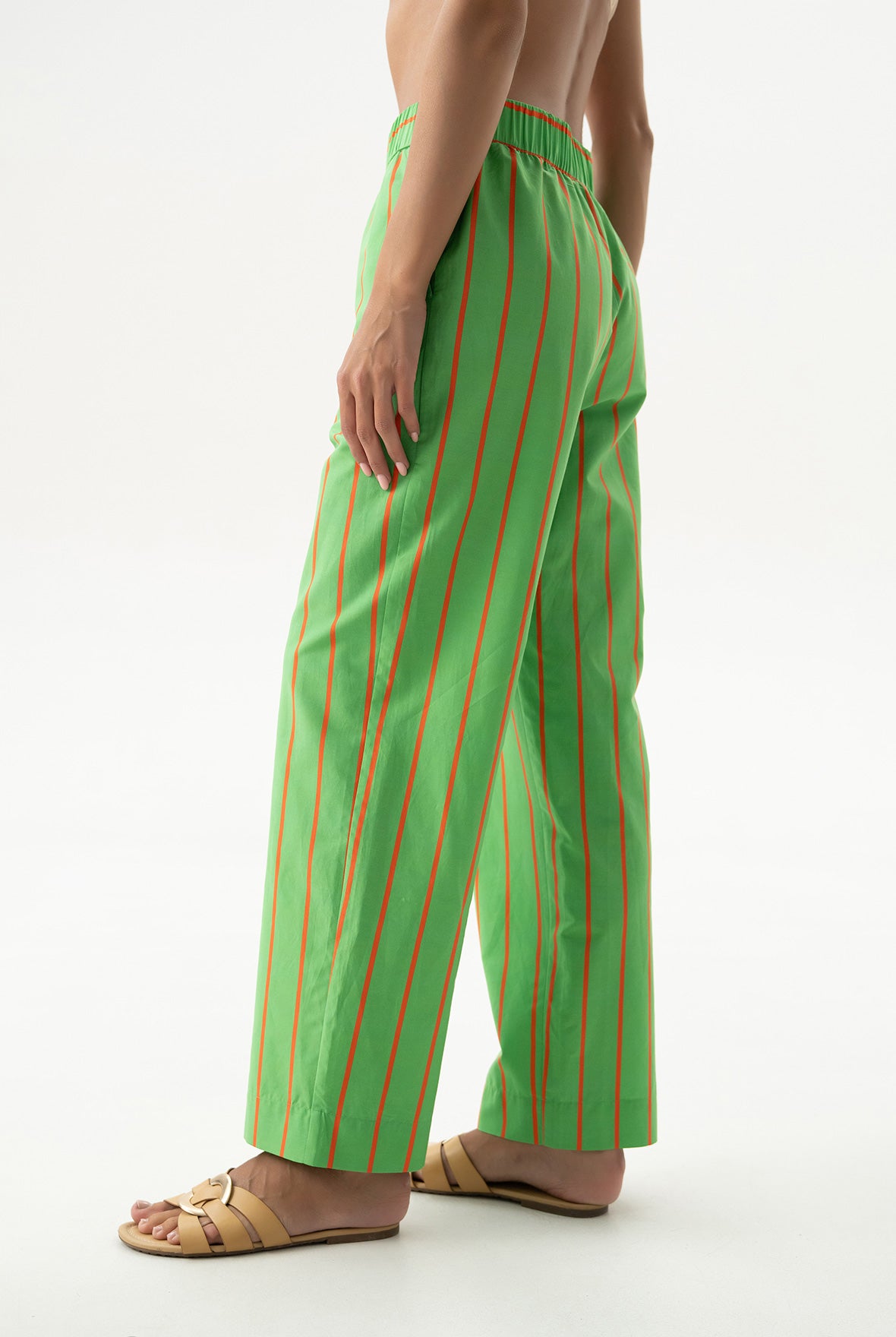Silk Cotton Pants Retro Green
