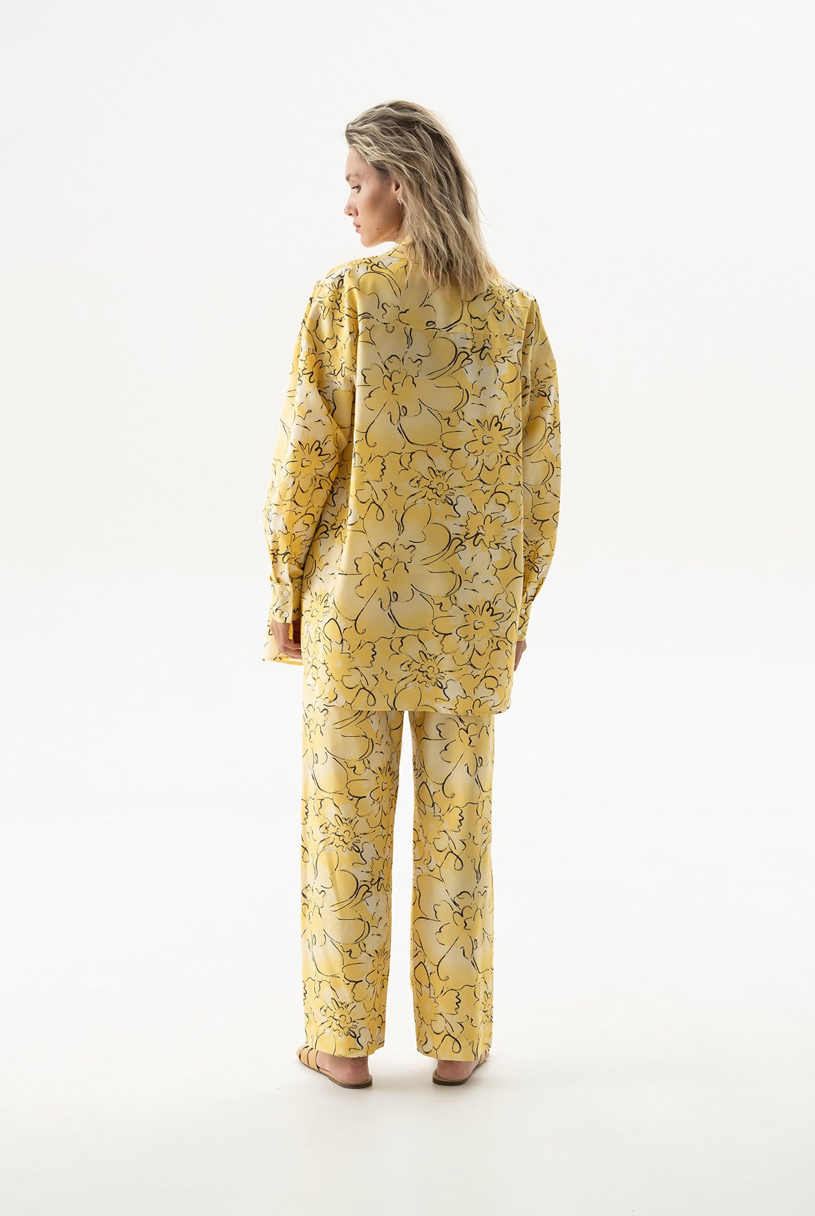 Silk Cotton Pants Yellow Flowers