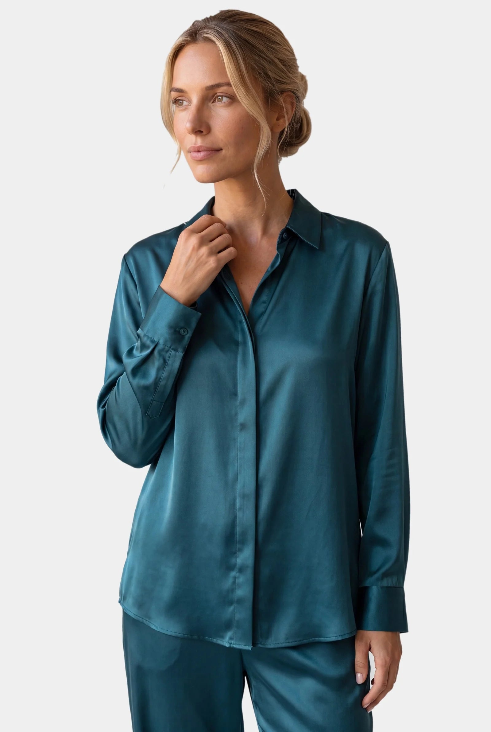 SILK PYJAMAS THE LADY TEAL ECLIPSE