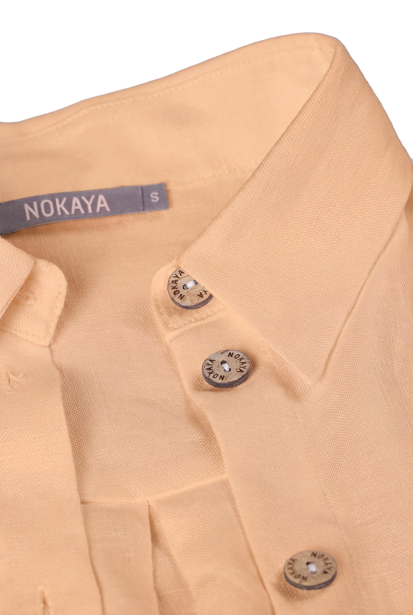 NOKAYA Peach Heavy Linen collar detail