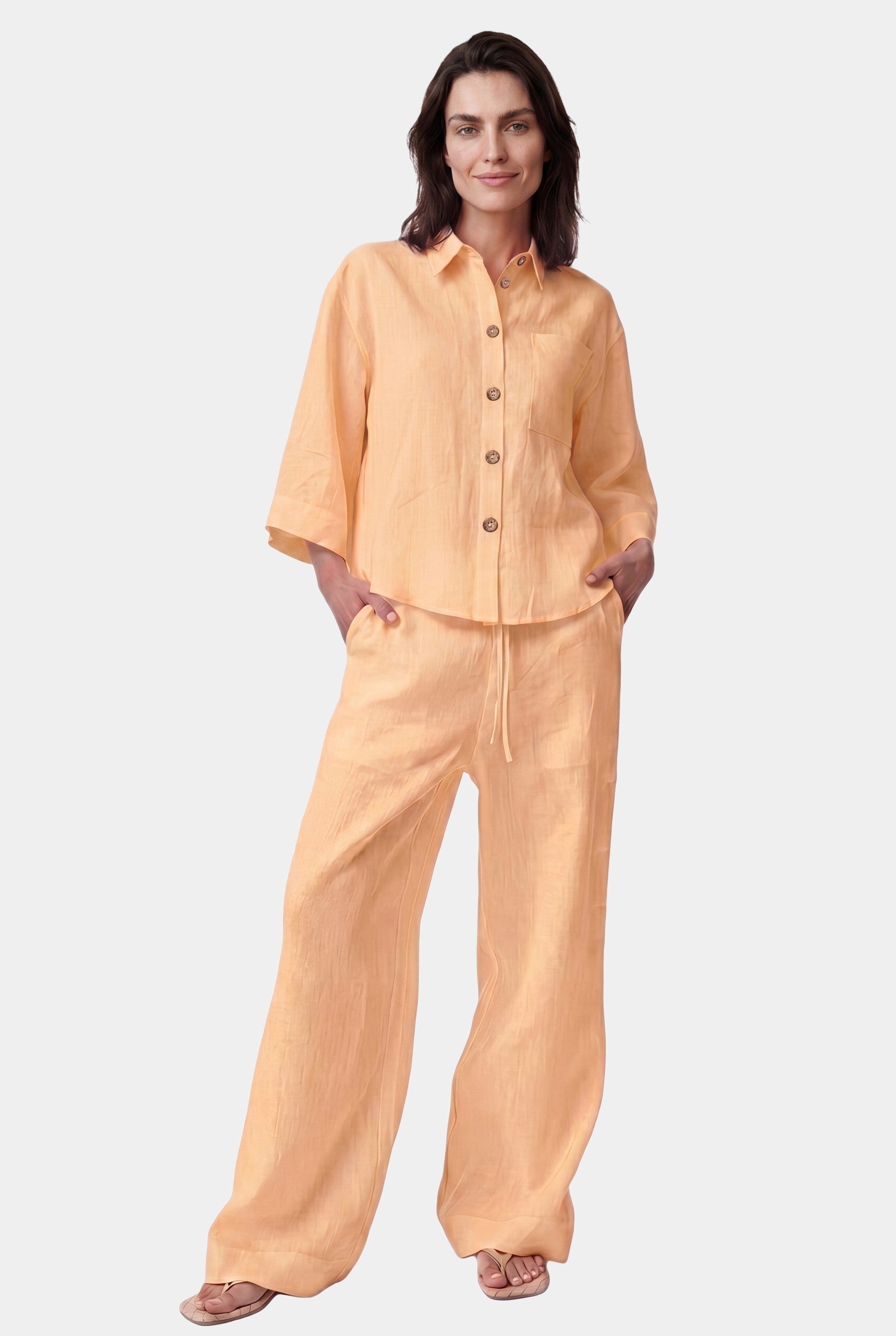 NOKAYA Peach Heavy Linen Perfect Days co-ord